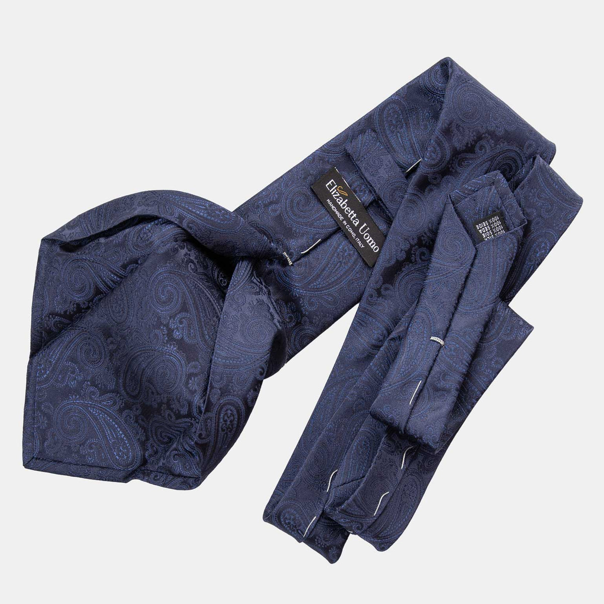 Midnight Blue Silk Paisley Formal Tie - Made in Italy