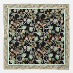 Italian Silk Pocket Square Black Floral