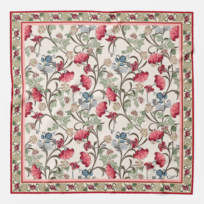 Pink Floral Italian Silk Pocket Square