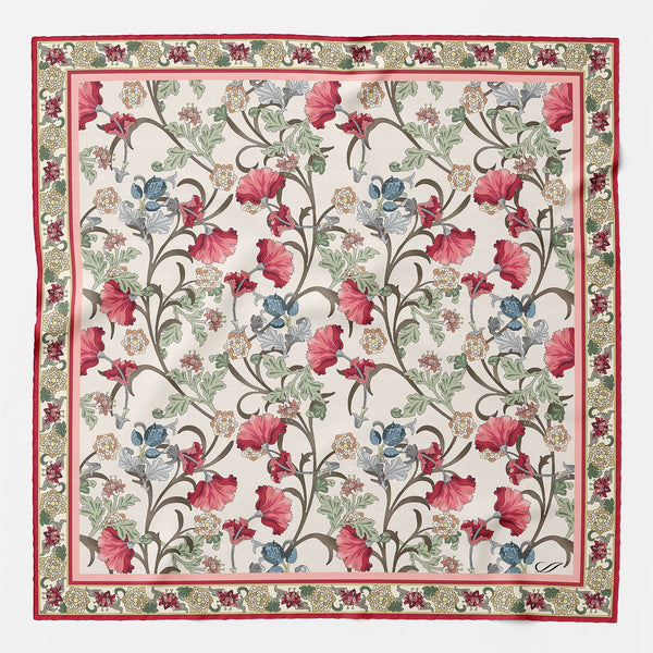 Pink Floral Italian Silk Pocket Square