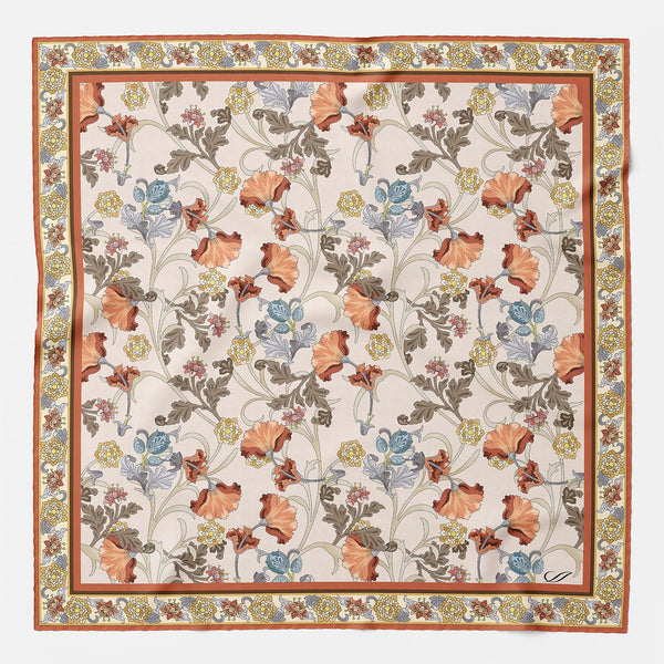 Orange Floral Italian Silk Pocket Square