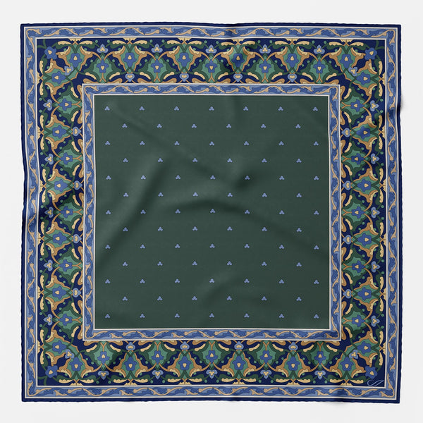 Italian Desginer Green Silk Pocket Square