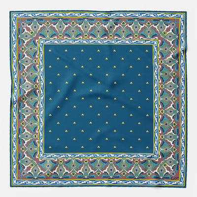 Italian Designer Teal Silk Pocket Square