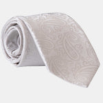 Silver Pearl Silk Paisley Formal Tie - Made in Italy