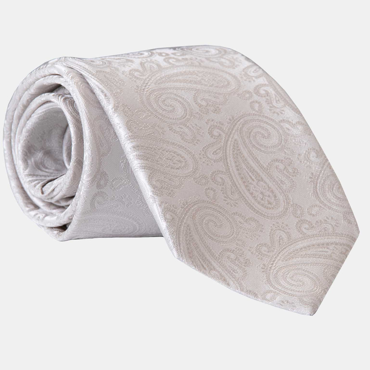 Silver Pearl Silk Paisley Formal Tie - Made in Italy