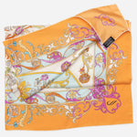 Designer Italian Silk Square Scarf - Orange