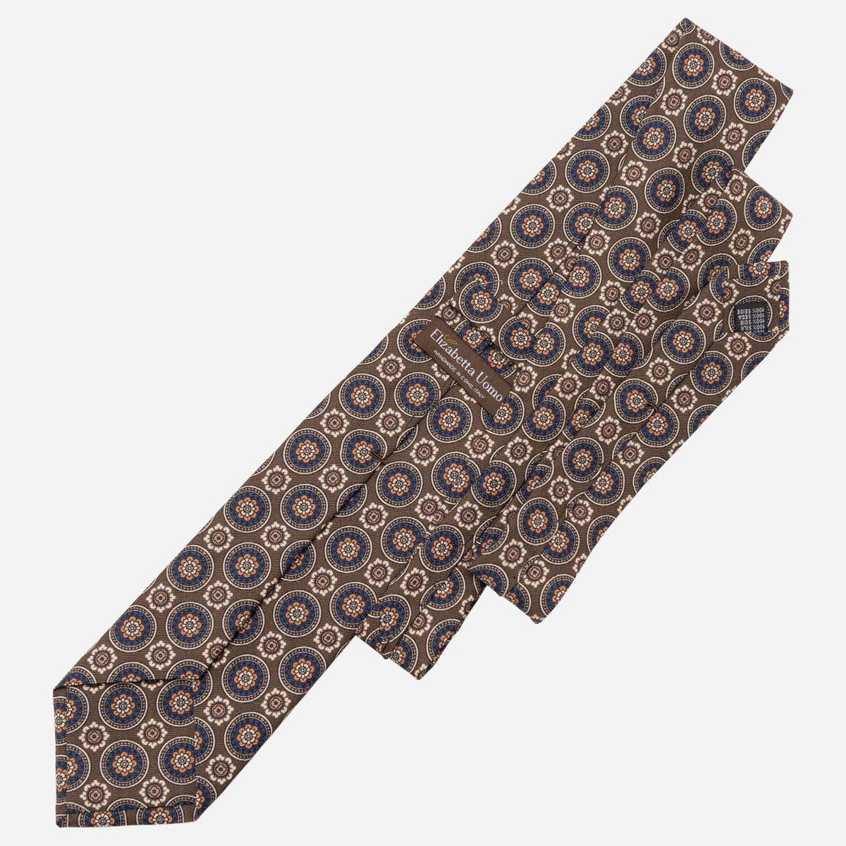 Brown Handmade Italian Silk and Wool Tie