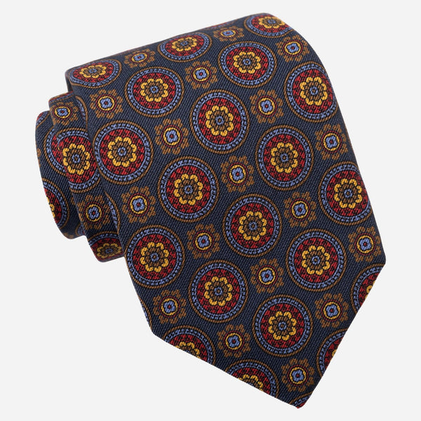 Men's Italian Wool/Silk Tie in Cocoa Mélange Dots main image 1