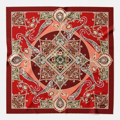 Women's Red Silk Square Scarf