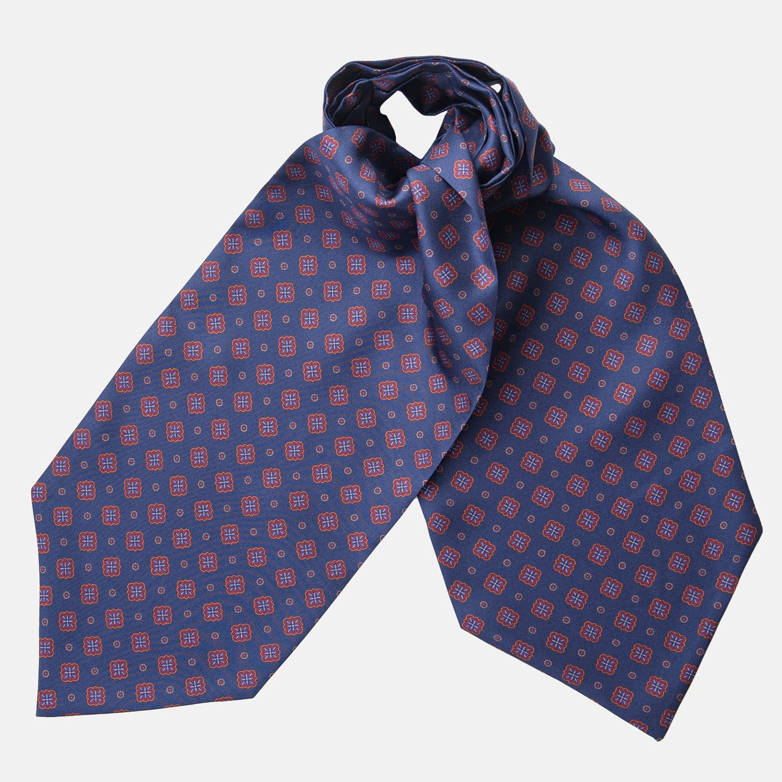 Italian Silk Ascot Tie Day Cravat - Navy