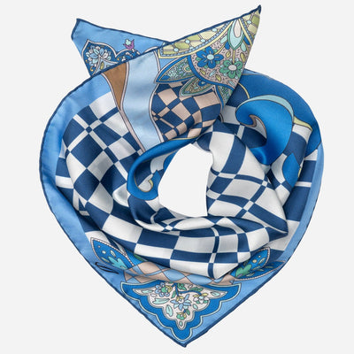 Women's Silk Bandana Abstract Blue