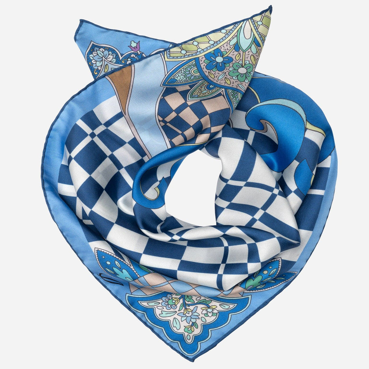 Women's Silk Bandana Abstract Blue