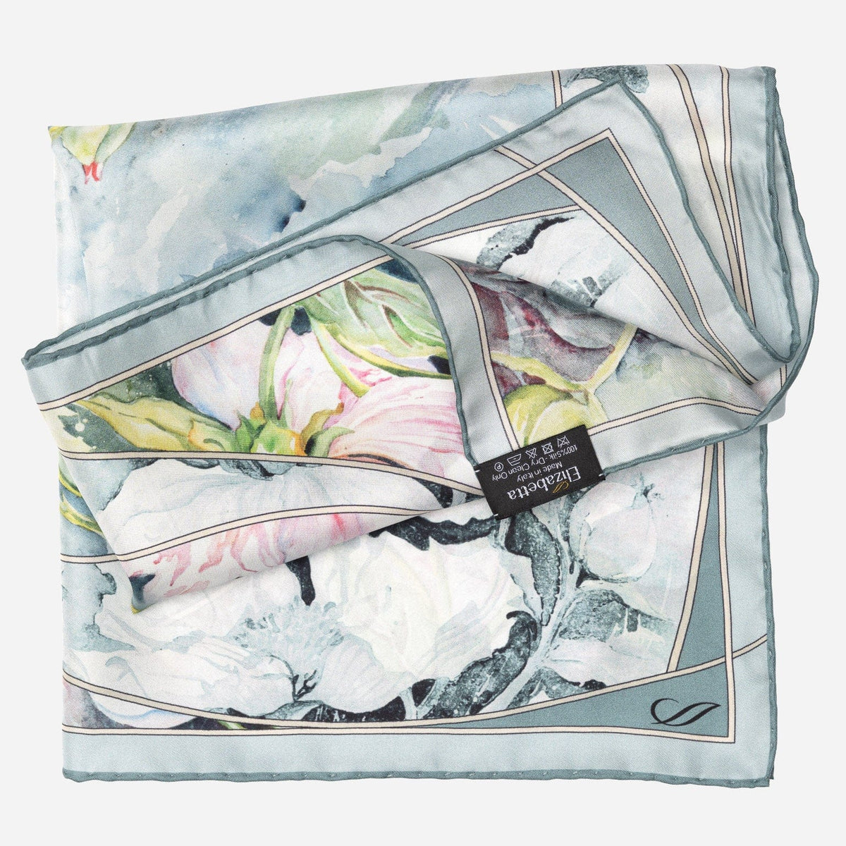 Women's Silk Bandana Floral Misty Blue