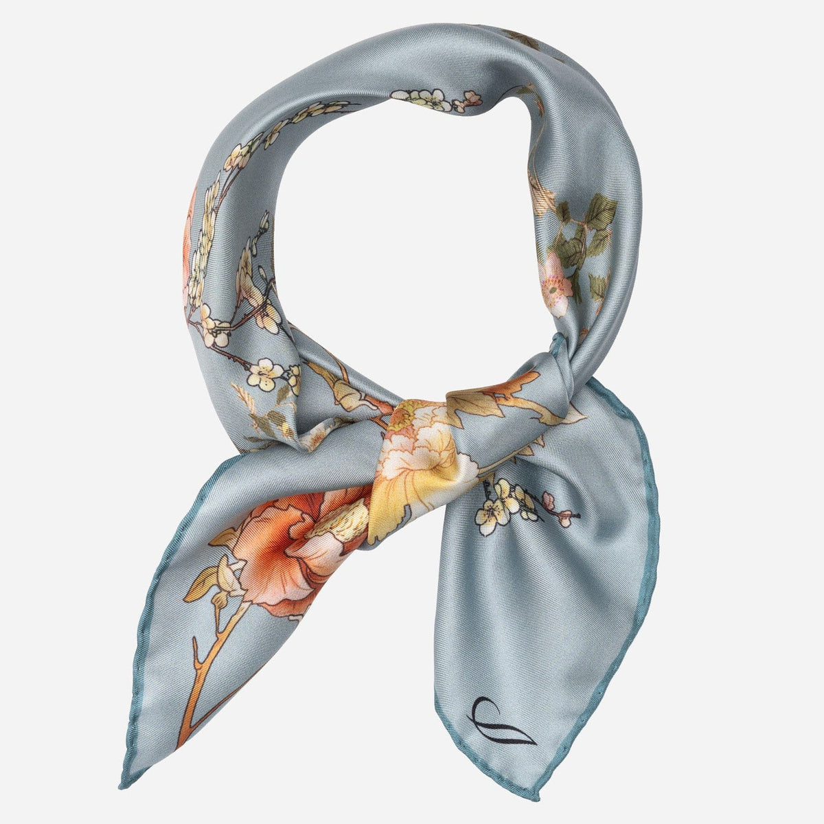 Women's Silk Bandana Floral Powder Blue