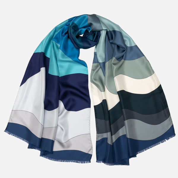 Italian Designer Blue Silk Scarf
