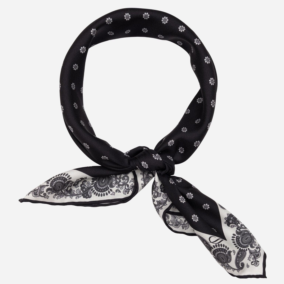 Italian Silk Bandana Neckerchief - Black