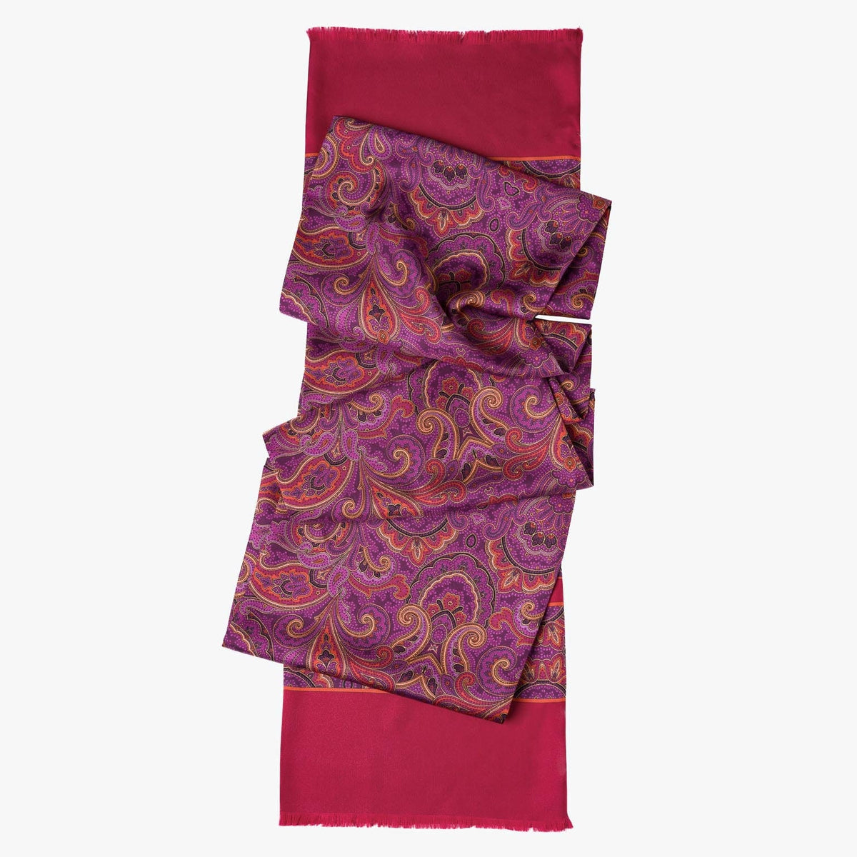Men's Italian Magenta Paisley Silk Scarf