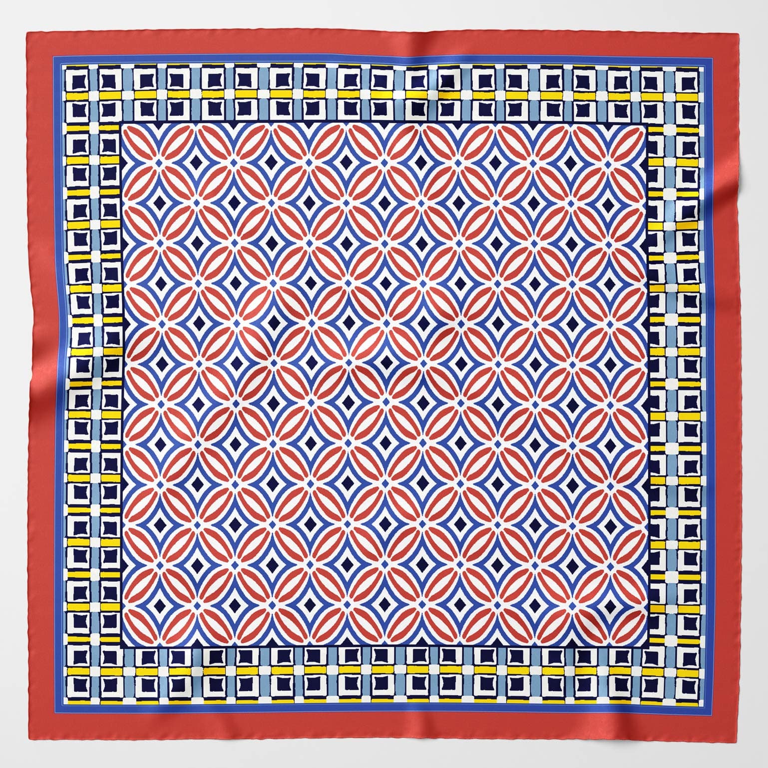 Red Geometric Silk Neckerchief - Made in Italy
