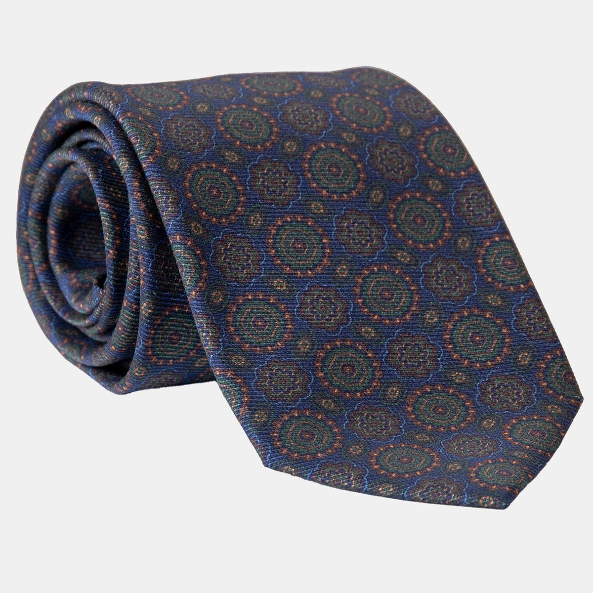 Navy & Green Italian Silk Tie