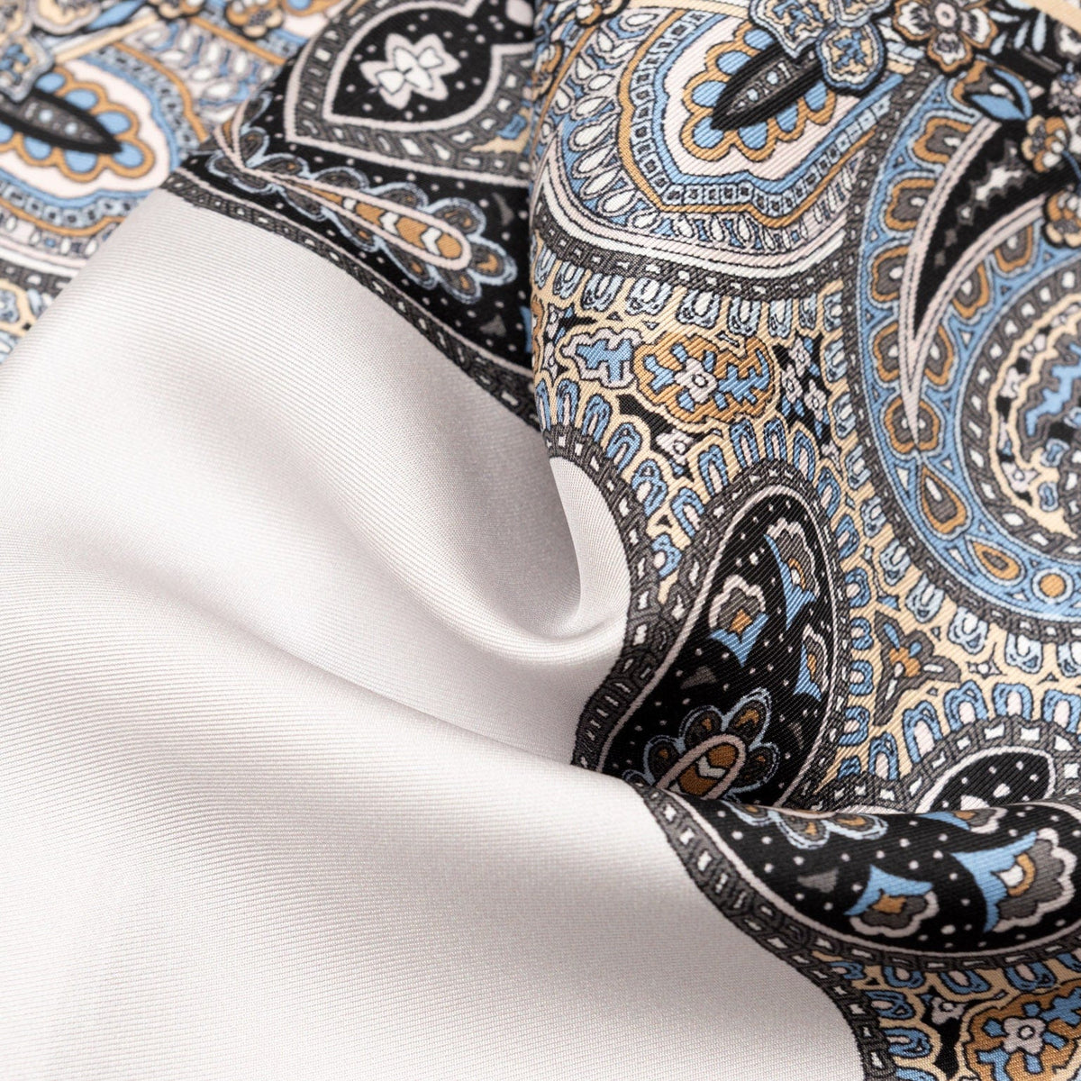 Blue & Brown Silk Italian Pocket Square