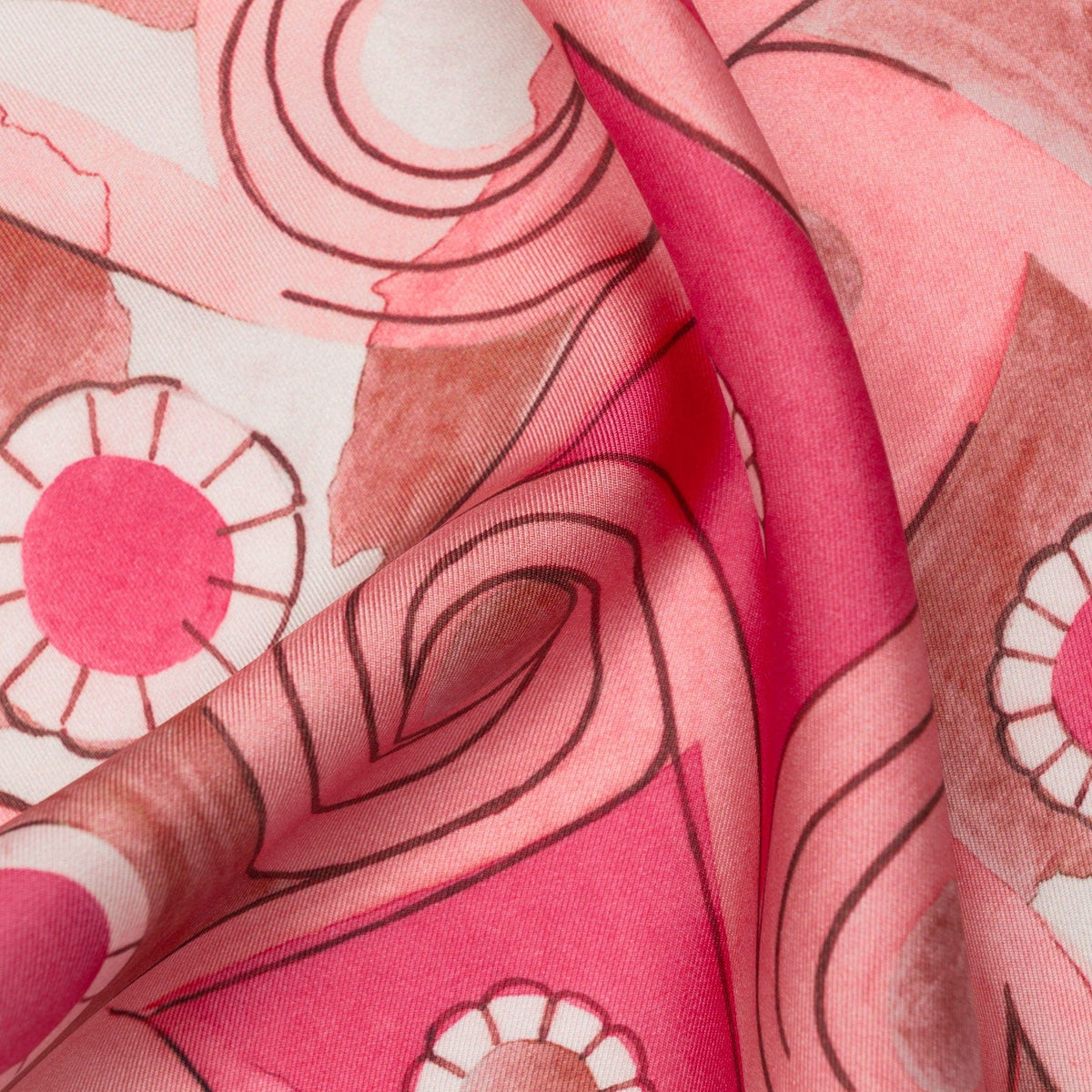 Pink & Brown Silk Italian Pocket Square