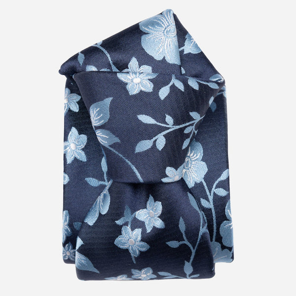Navy Floral Italian Silk Jacquard Tie