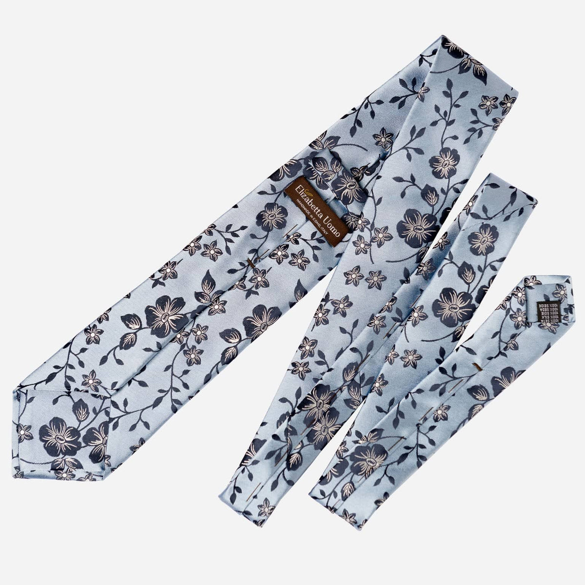 Sky Blue Floral Italian Silk Jacquard Tie