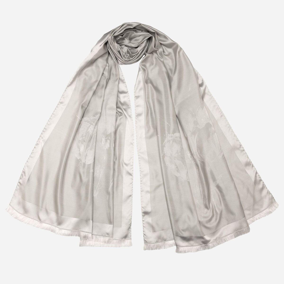 Silver Pearl Silk Evening Shawl