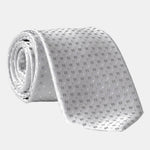 Silver Formal Silk Jacquard Tie - Made in Italy