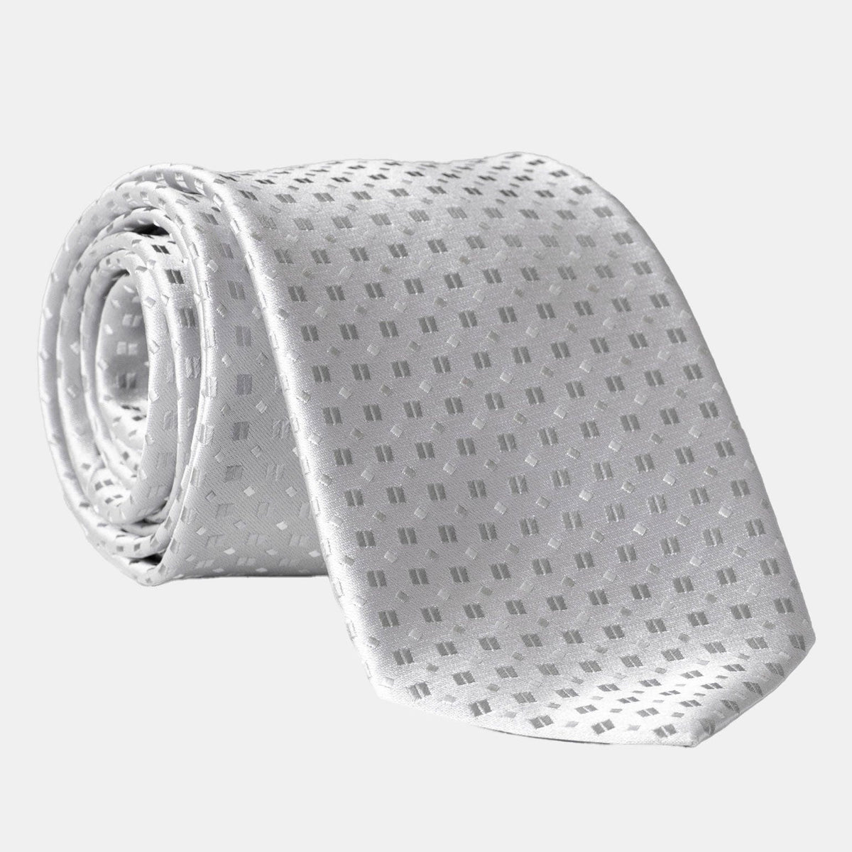 Silver Formal Silk Jacquard Tie - Made in Italy