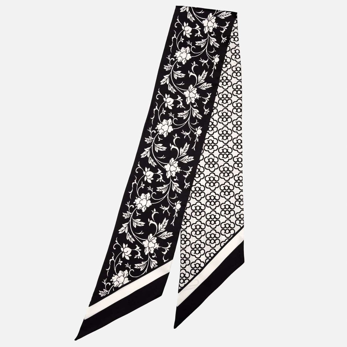 Women's Black Floral Italian Silk Bandeau