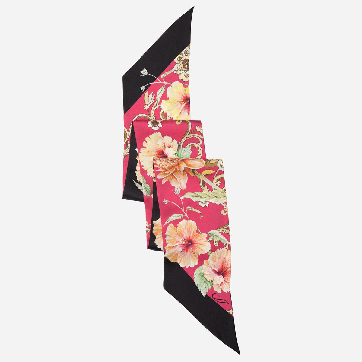 Pink Floral Italian Skinny Silk Scarf