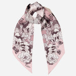 Italian Skinny Silk Scarf Floral Pink