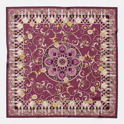 Raspberry Floral Silk Large Shawl Wrap