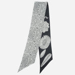 Italian Designer Black Skinny Silk Scarf