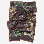 Brown Floral Silk Satin Long Scarf