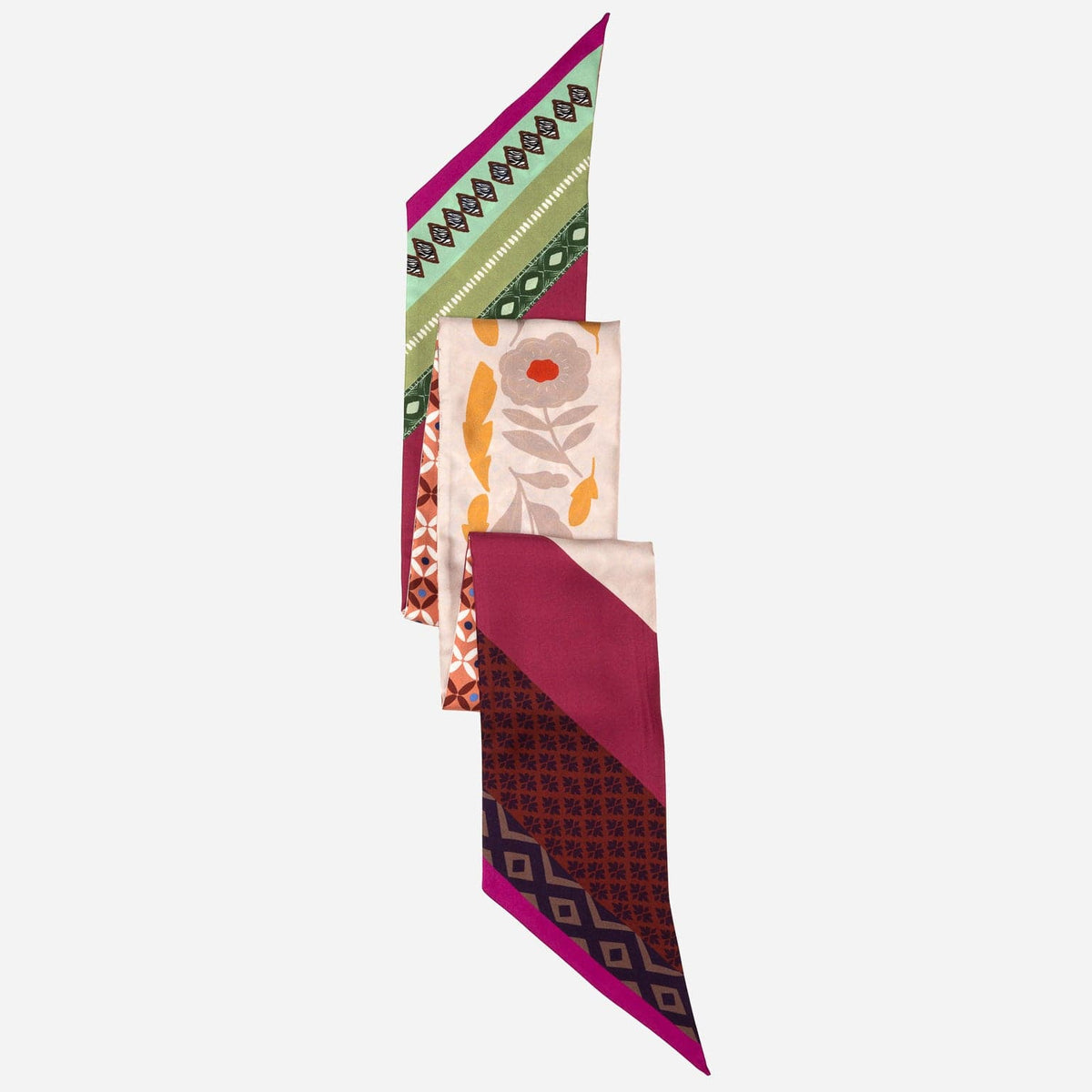 Italian Skinny Silk Scarf Pink Floral