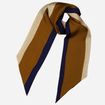 Indigo and Orange Skinny Silk Scarf