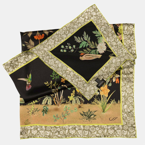 〈BREATH/ブレス〉BLACK CARD SILK SCARF 完売品 ladies-italian-silk-black-