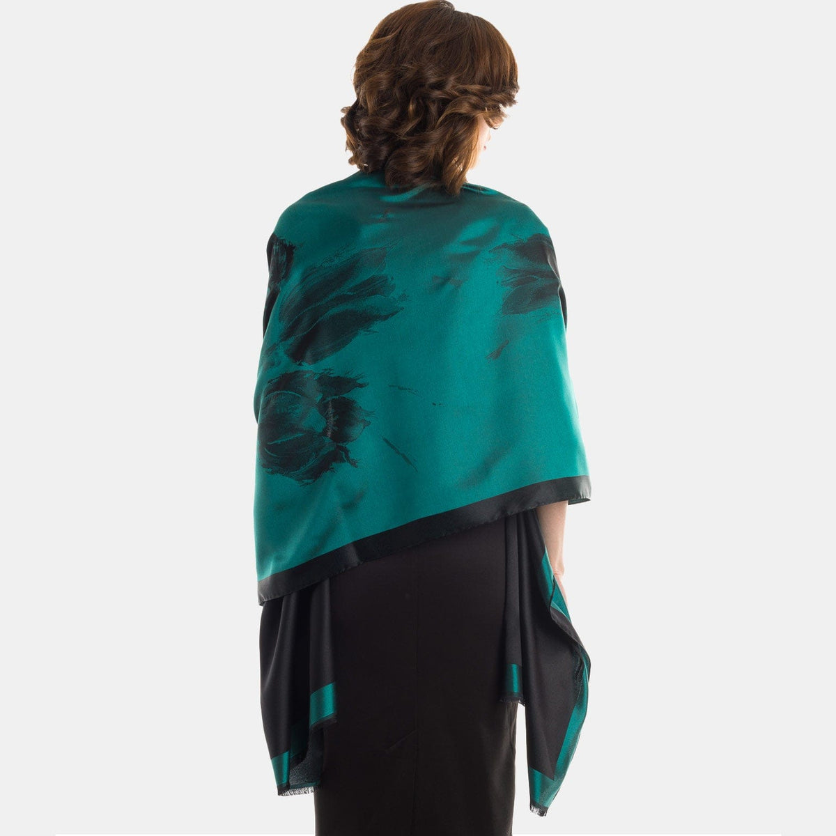 Emerald Green Italian Silk Satin Shawl