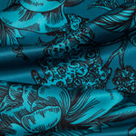 Peacock Blue Floral Italian Silk Shawl
