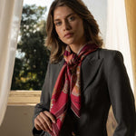 Women's Italian Red Silk Square Scarf