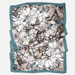 Womens Long Silk Scarf Petrol Blue
