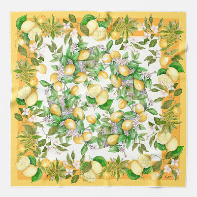 Designer Italian Silk Square Scarf - Yellow