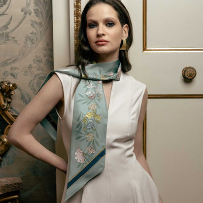 Long silk skinny twilly scarf made in Italy