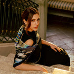 Blue and Plum Italian Silk Square Scarf