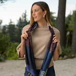 Designer Blue Silk Scarf from Italy