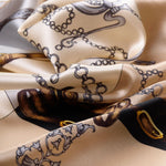 Italian Silk Satin Equestrian Scarf - Gold Tan
