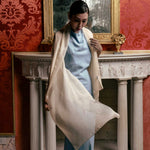 Luxury champagne beige sheer silk evening wrap shawl