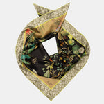 Black Botanical Print Italian Silk Scarf
